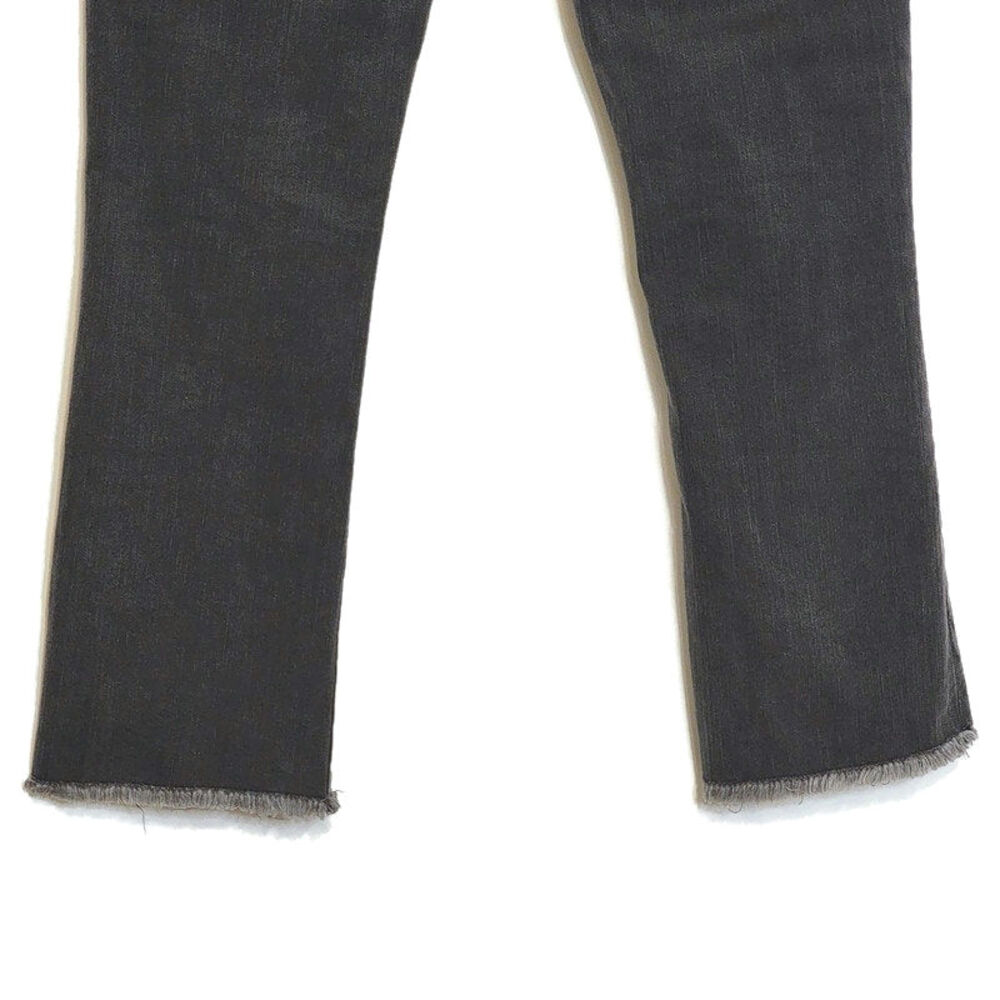 Free People Straight Leg Jeans Mid Rise Raw Hem Ankle Crop Black Gray 27 - Picture 11 of 16